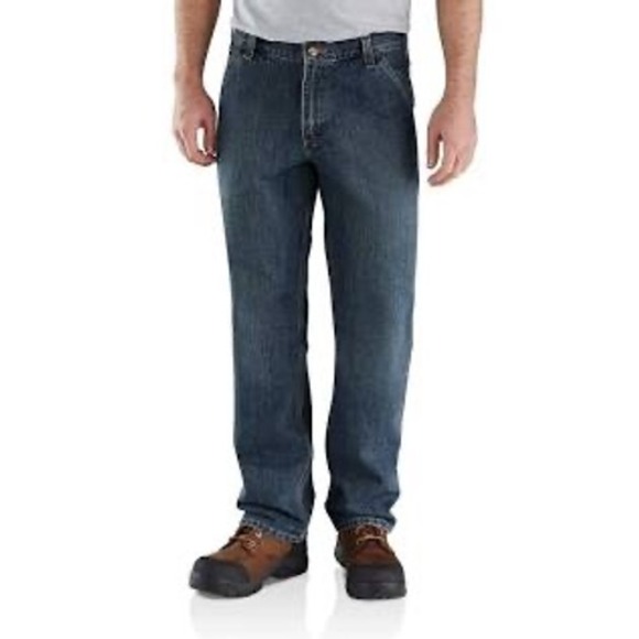 Carhartt Holter Dungaree Relaxed Fit Jeans 40x34 Dark Wash Denim Pants Menswear - Picture 2 of 4